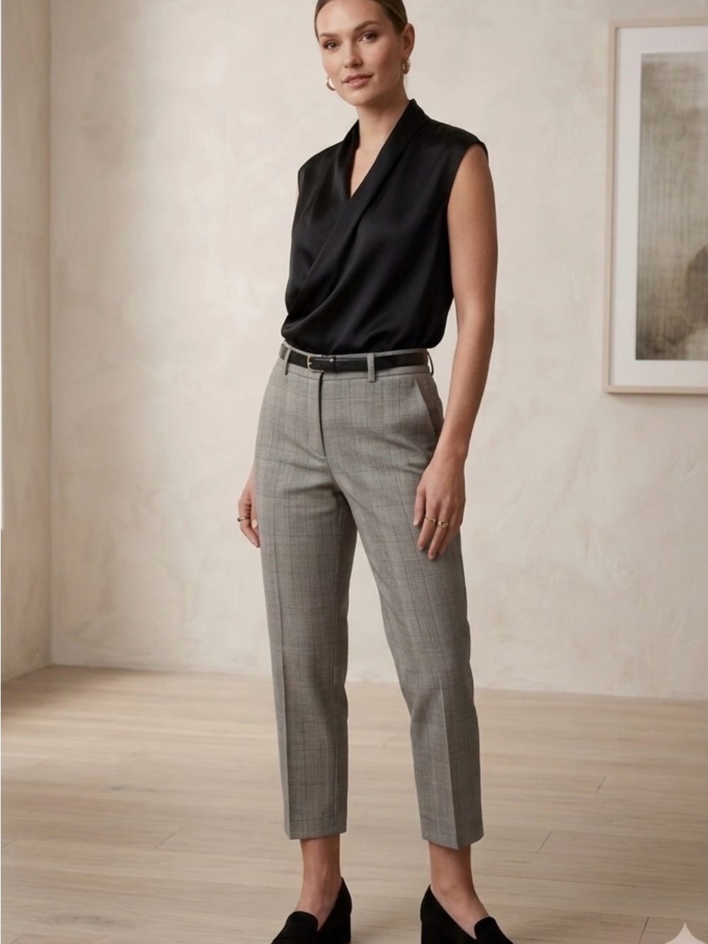 Theory Treeca New Tailor Glen Plaid Stretch Wool Pants Size 8